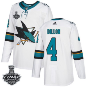 Sharks #4 Brenden Dillon Weiß 2019 Stanley Cup Final Stitched